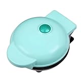 SYFUNLV Mini Waffeleisen,Elektrischer Cookie Maker,Antihaftbeschichtung Waffelmaker,Multi Waffeleisen Rund,für Familienfeiern Röstis French Toast Gegrillten Käse Quesadillas Brownies (Grün)