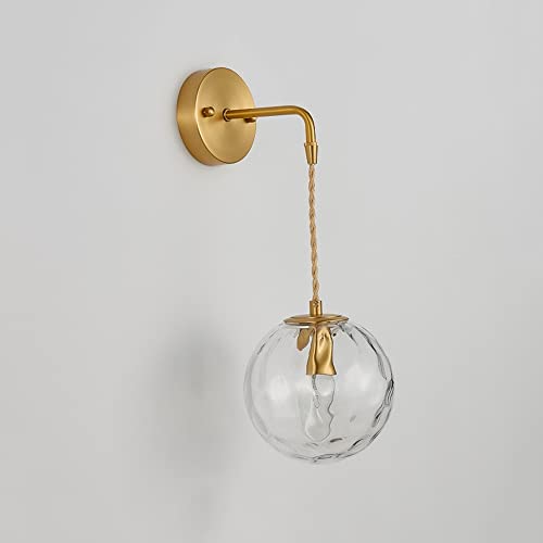 Aplique de pared de latón con bola de vidrio ondulado y casquillo E14 8
