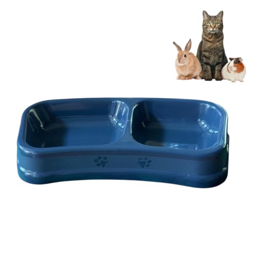PARENCE. Ciotola Doppia per Gatto 24 x 12 x 4 cm - Mangiatoia a Doppio Scomparto - Salvaspazio - Doppia Ciotola per Crocchette e Acqua - Colore Casuale