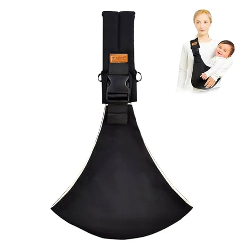 Poraceous Lateral Fular Portabebe, Portabebés Ajustable, Baby Carrier Ergonómico Portátil, MultifuncióN Fular Porteo Transpirable, para Bebés 5 a 36 Meses, Niños Pequeños Que Pesen Hasta 15 KG(Negro)