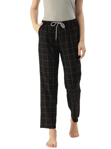 Image of KRYPTIC Women's 100% Pure Cotton Woven Pyjama | Mid Rise Relaxed Fit Full Length Nightwear Pant with Elasticated Drawstring Waistband & Side Pocket | Comfortable Lounge, Sleepwear & Casual Bottom Wear