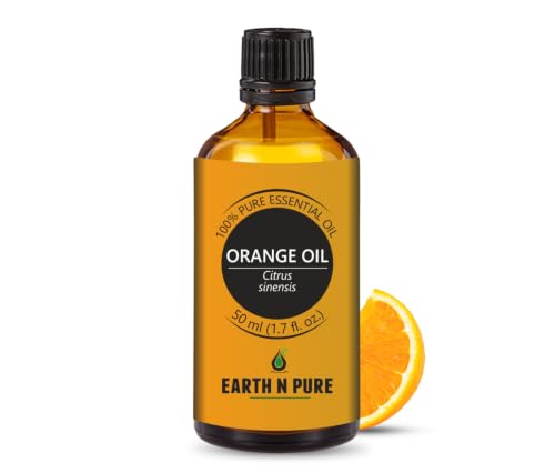Image of Earth N Pure Orange Oil 100% Pure & Natural | Sweet Orange Essential Oil for Diffuser, Aromatherapy, Skin Care, Hair Care & Cleaning |for Fresh Mood & Home Fragrance | Undiluted Therapeutic Grade - 50ml