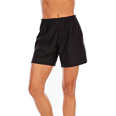 VILOREE Damen Badeshorts Kurze Badehose Wassersport Bikinihose Schwimmhose Schwimmshorts Schnell Trocknendes Schwarz XL Cover