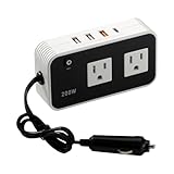 200w Automotive Power Inverter, 5v Dc to 110v Ac Automotive Converter, Automotive Adapter Plug Socket, 3 USB Ports, 1 Tep-C Port, Car Laptop Charger
