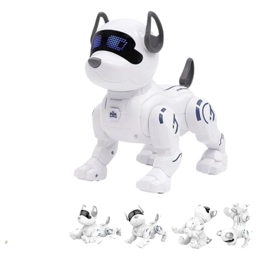 Image of Remote Control Smart Robot Dog Toy with LED Eyes - Walking Barking Dancing Puppy | 2.4GHz RC Interactive Pet Robot with Music & Multiple Actions for Kids 3+ Years (White)