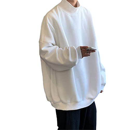 Sweat à capuche en velours homme blanc col montant sweat-shirt XL