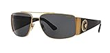 Versace Man Sunglasses Gold Frame, Dark Grey - Polar Lenses, 63MM