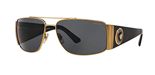 Versace Man Sunglasses Gold Frame, Dark Grey - Polar Lenses,