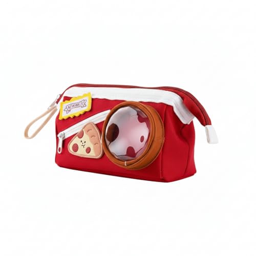 Image of Invite Large Capacity Cute Aesthetic Pencil Case with Multi Compartments, Multi-Pocket Pastel Pen Pouch Organizer with Zipper, Kawaii School Supplies Bag for Girls, Teens & Students (Cheese Pizza)