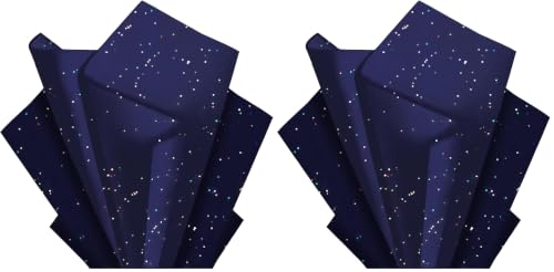 Image of Blue Glitter Tissue Paper for Gift Bags 36 Sheets 14x20 Inch - Recyclable Wrapping Paper for Weddings, Birthdays, Party & Festival Decorations DIY Craft Supplies (Pack of 2)