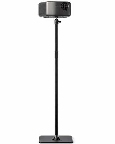 MODEGAO Stable Projector Floor Stand with Patented Base, 15 lbs Heavy Duty, No Wobble, 36"–48" Adjustable Height, Built-in Cable Management, Universal 1/4"-20 Mount for Bedroom, Living Room & Office