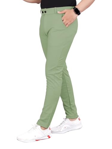 Image of Men's Everyday Wear Trousers | Regular Fit Solid Pants with Button | Smart and Comfortable Bottomwear (Pack of 1)