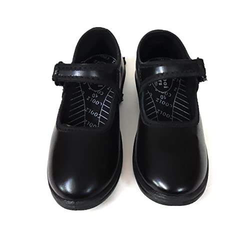 Image of Coolz Girls Black School Shoes Ankle Plain (V) Ballerina