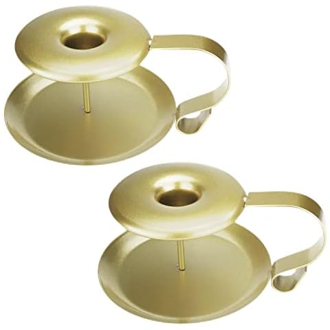 Aebor Retro Iron Taper Candle Holder, Set of 2, Wrought Iron Taper Candle Holder for Halloween Christmas Dining Room Home Decoration Display (Gold) Cover