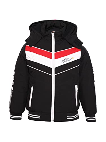 Image of Boys Winter Wear Hooded Puffer Jacket For Kids Black 6-8 Years