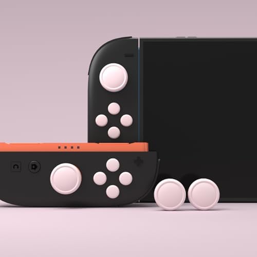 PlayVital Button Caps + Thumb Grip Set for Nintendo Switch 2, 2 Silicone Colorful ABXY Directional Button Covers & 2 Joystick Caps for Joycon - Pink - 2