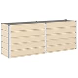 Gecheer Fioriera Avorio, Design Industriale Moderno 195 x 50 x 75 cm in Acciaio Zincato per Giardino e Terrazzo