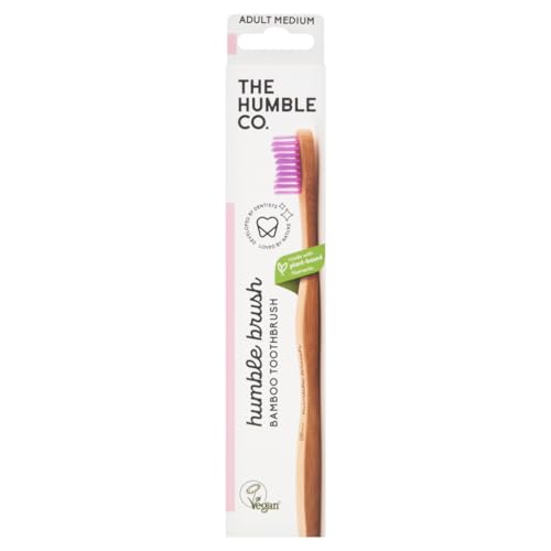 THE HUMBLE CO. - Mixed Adult Medium Toothbrush - Developed by Dentists - Designed in Sweden - Plant-Based Materials - 100% Biodegradable Bamboo Handle for Eco-Friendly Oral Care - 1p