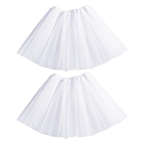 HTTDSLF 2PCS Falda de Tutú para Mujer, Falda tutú de los años 80 para Mujer, Clásicas Elásticas de 3 Capas de Tul Tutú, Tutú Disfraz de Fiesta Festiva de Navidad de Halloween