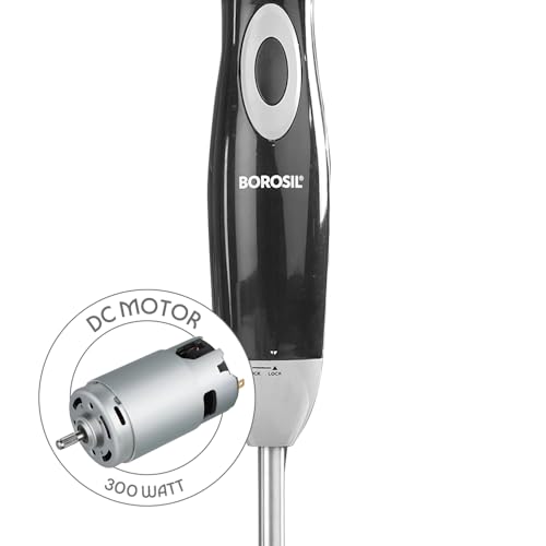 Image of Borosil Smartblend Hand Blender with 800ml Beaker | 300W Silent DC Motor, Detachable & Washable Blending Rod | Stainless Steel Stem for Hot /Cold Blending, Anti Splash | 1 Year Warranty