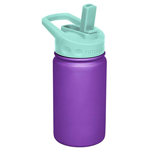 Icy-Hot Hydration K12000007 12 oz Double-Wall Vacuum-Insulated Bottles with Straw Caps Purple & Cool Mint