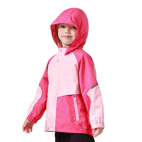 Image of Miipat Toddler Girls Rain Jacket Lightweight Waterproof Hooded Jackets Little Kids Windbreaker Outerwear Raincoats