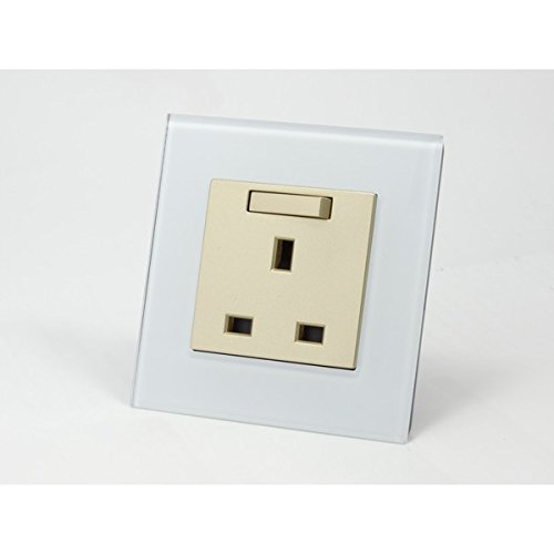 I LumoS AS Luxury White Crystal Glass Frame Wall Plug UK 13A Amp