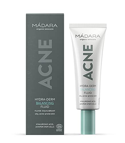 MADARA Organic Skin Care Acne Hydra-Derm Fluido Equilibrante - 40 ml | Hidratación y control del sebo para pieles con tendencia acneica con ácido hialurónico