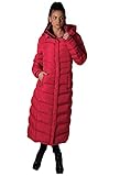 ELORA 47' Women's Winter Coat Heavyweight Full Length Fleece Lined Maxi Puffer Long Coat,Rio Red, 4
