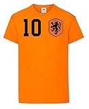 Youth Designz Kinder T-Shirt Trikot Niederlande mit Wunschname + Nummer - Orange 6 Jahre (106/116)
