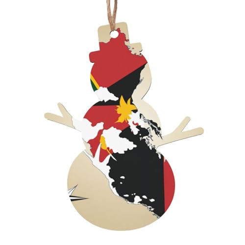 Drapeau de la Papouasie-Nouvelle-Guinée - Décoration de Noël en bois à suspendre pour arbres de vacances, centres de table et fêtes de Noël