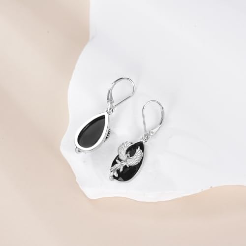Black Tourmaline Earrings Sterling Silver Dangle Drop Leverback Earrings Jewelry Spiritual Protection Gifts for Women2