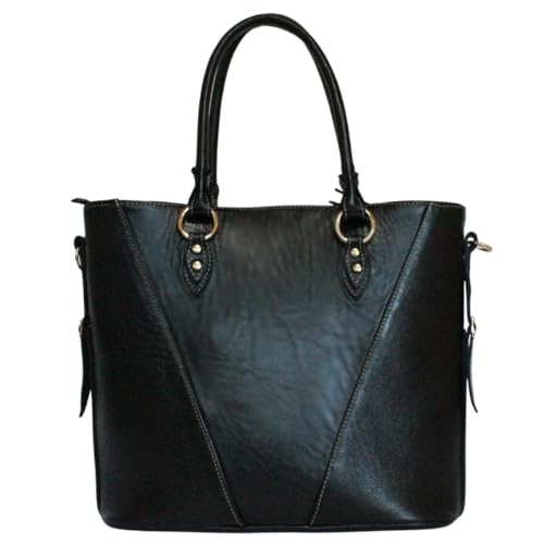 Bolsa Feminina em Couro Bovino Legitimo Grande Casual Moderna Para Mulher (Preta)