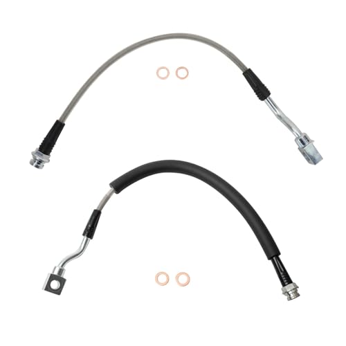 Image of TRQ Stainless Steel Performance Rear Brake Hose Set Compatible with 2000-2007 Chevrolet 2000-2007 GMC