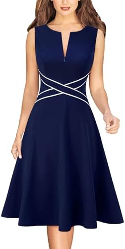 VFSHOW Womens Elegant Front Zipper Slim Work Business Office Party Cocktail Skater A-Line Dress