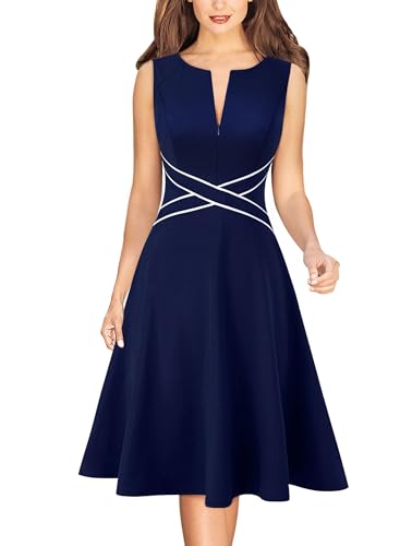 VFSHOW Womens Elegant Front Zipper Slim Work Business Office Party Cocktail Skater A-Line Dress