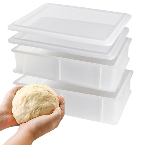 CookandSupply Conteneur pour Levée de Pizza et Pain BPA-free – Bacs à Pâte Certifiés Contact Alimentaire – Made in Italy – 2 Bacs Empilables 40x30x10 + 2 Couvercles