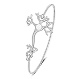 MANZHEN Neuron Nerve Cell Science Bangle Bracelet Hook Opening Bracelet (Silver)