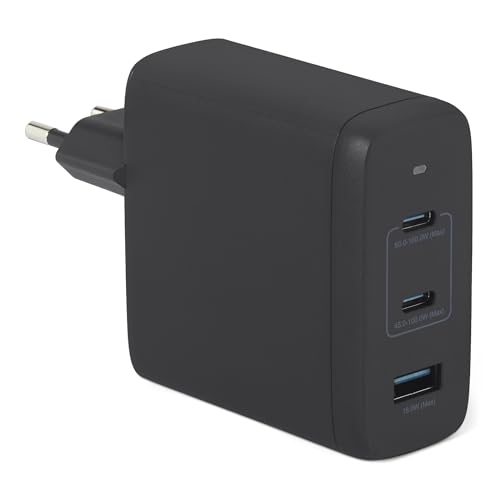 Immagine di Amazon Basics Caricabatterie da Parete Nano GaN USB-C con Ricarica Rapida, 120W a 3 Porte per Laptop, Tablet e Smartphone, Nero