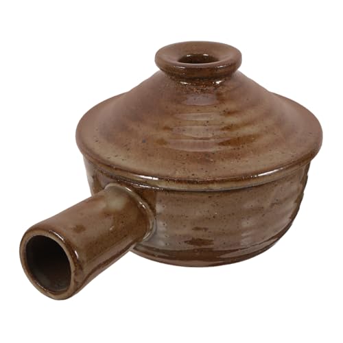 SAFIGLE Cazuela de Barro con Tapa y Mango Resistente Altas Temperaturas Olla para Sopas y Guisos Apta para Horno y Microondas Fácil de Limpiar para Cocina Casera