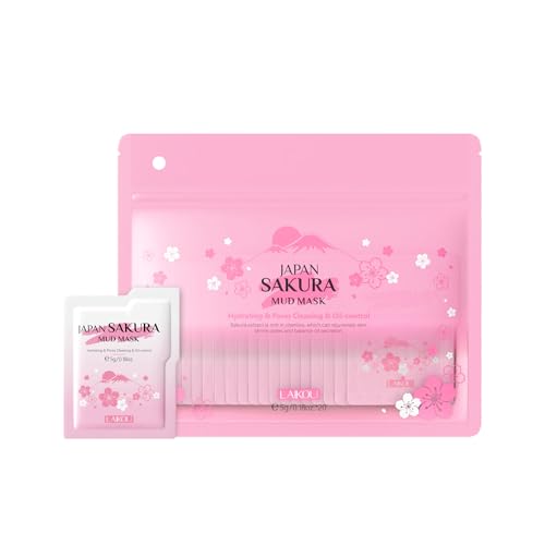 Hocossy Mascarilla facial de arcilla, limpieza profunda e hidratante, máscara facial contra puntos negros y refinamiento de poros, ideal como regalo de belleza (flores de cerezo, 20 unidades)