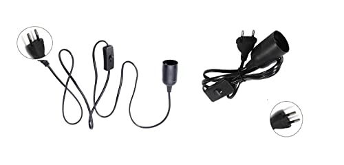 Rabicho Abajur 2m Preto Plugue Macho com Soquete Liso Instalado