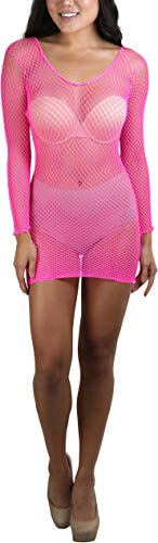 Image of ToBeInStyle Women's Stretch See Through Fishnet Novelty Mini Rave Party Dress