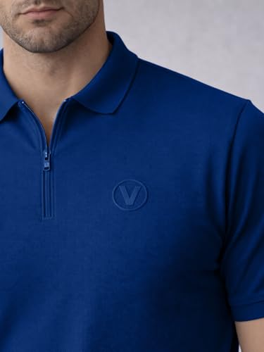 Image of Veirdo Men's Regular Fit Interlock Polo T-Shirt, Cotton Fabric, Half Sleeves,Stylish Collared Neck, Perfect for Casual and Office Wear, Soft, Comfortable (S-2XL)