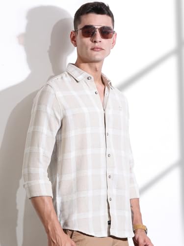 Image of Thomas Scott Men's | Checks | Full Sleeve | Slim Fit | 100% Cotton | Spread Collar | Casual Shirt