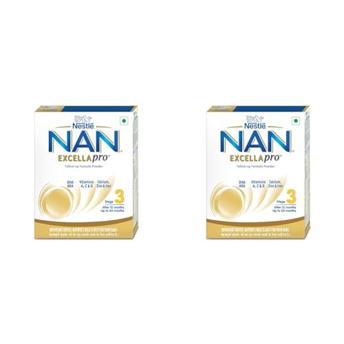 Image of Nestle NAN EXCELLAPRO Nan Stage 3 Follow-Up Formula Milk Powder For Babies, 12-24 months, With DHA, ARA, 400g Pouch in Box - (Pack of 2)