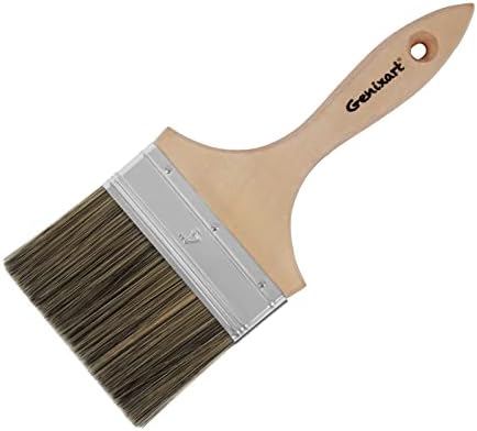 Double Thick Chip Paint Brush - Wood Stain Brushes for Painting Walls and Fence Staining - Wooden Handle Masonry Paintbrush for Varnish, Paste, Gesso and Limewash (4 inch)