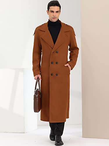 Image of Lars Amadeus Men's Winter Pea Coat Notch Lapel Double Breasted Solid Color Overcoat