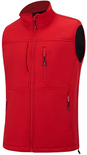 XinYangNi Men's Lightweight Softshell Golf Running Vest Outerwear Zip Up Fleece Lined Windproof Sleeveless Jacket for Hiking