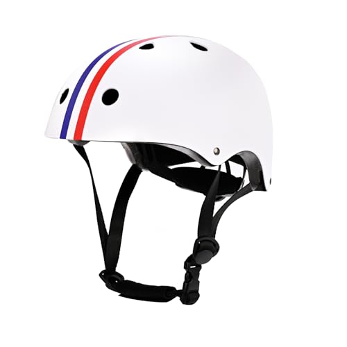 Casco Bicicleta Niños, Protección de Cabeza de Seguridad para Niños de Adjustable 3-13 Años para Scooter/Patinaje/Rodillo Blading (Blanco M (55-58cm))